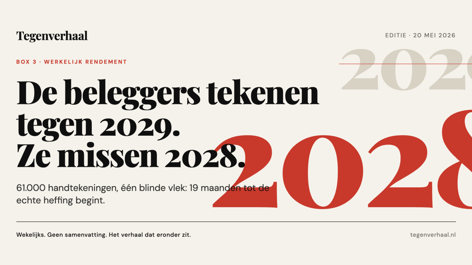 De beleggers tekenen tegen 2029. Ze missen 2028.